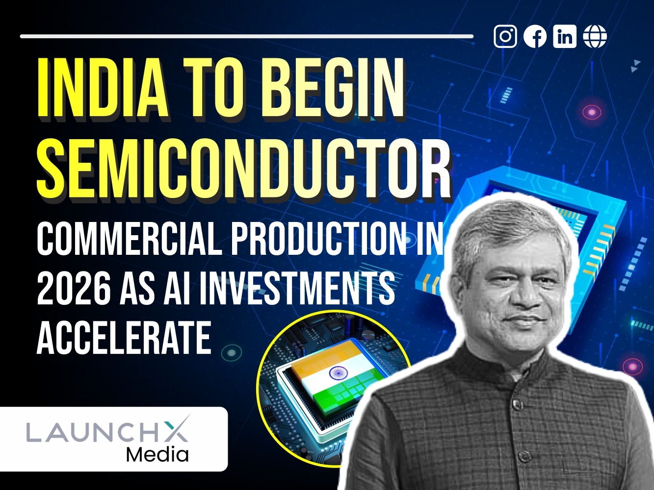 India to Begin Semiconductor Production in 2026 as AI Investments Surge Toward $150 Billion