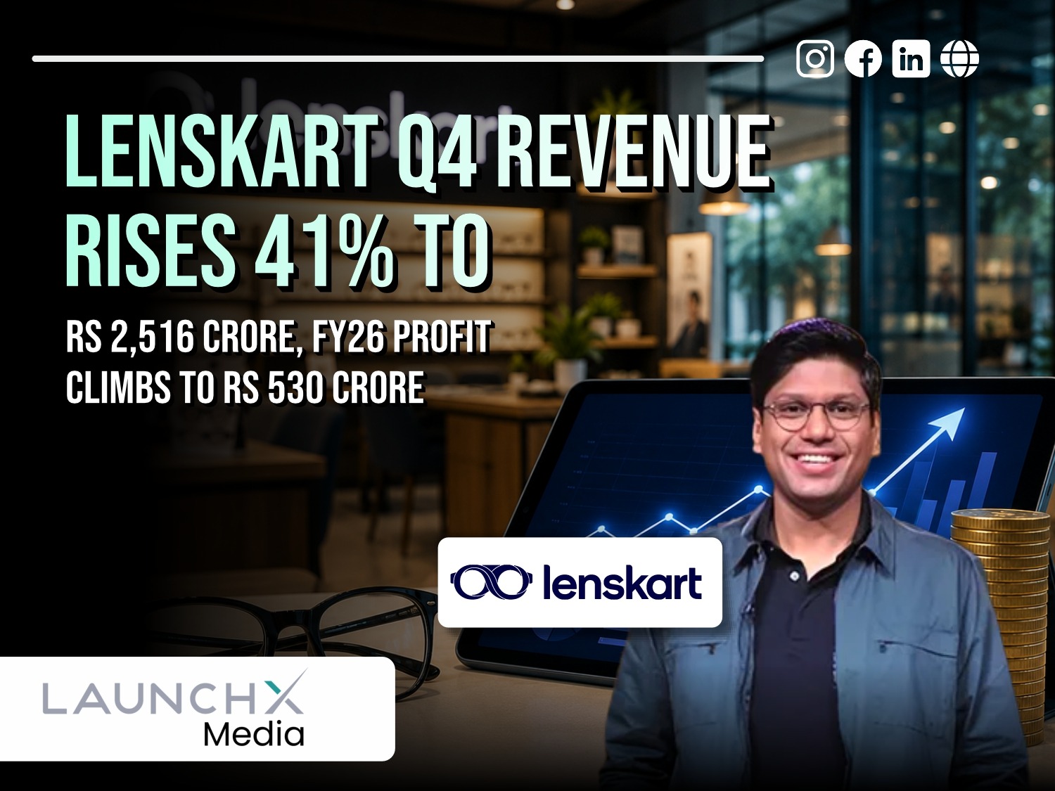 Lenskart Q4 Revenue Jumps 41% to Rs 2516 Crore as FY26 Profit Reaches Rs 530 Crore